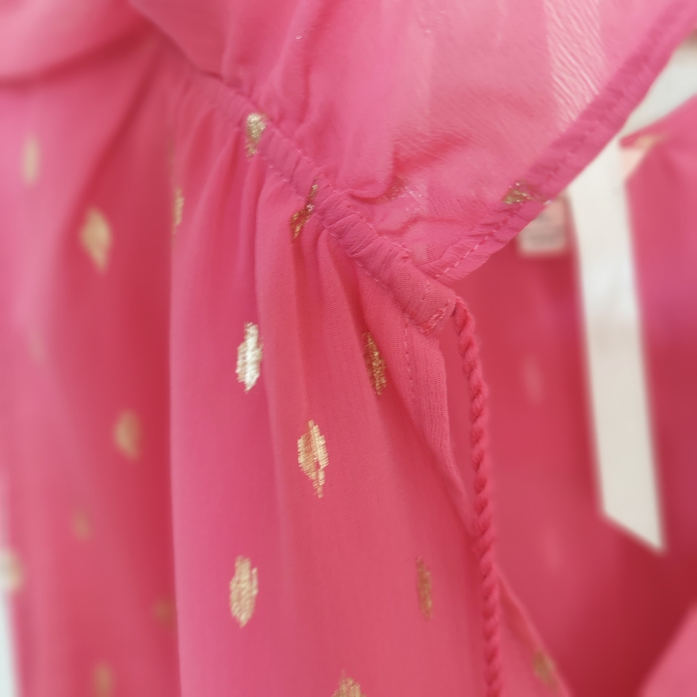 Juicy Couture Sleeveless V Neck Blouse Hot Pink with Gold Print  Sz XL - Picture 9 of 12